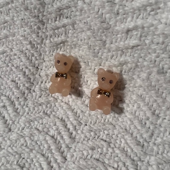 peach silver and gold bear earrings - Picture 3 of 7
